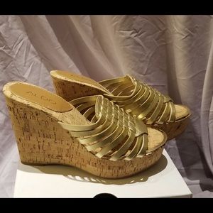 Gold Colored Cork Sole wedge heel style Sandles From ALDO
